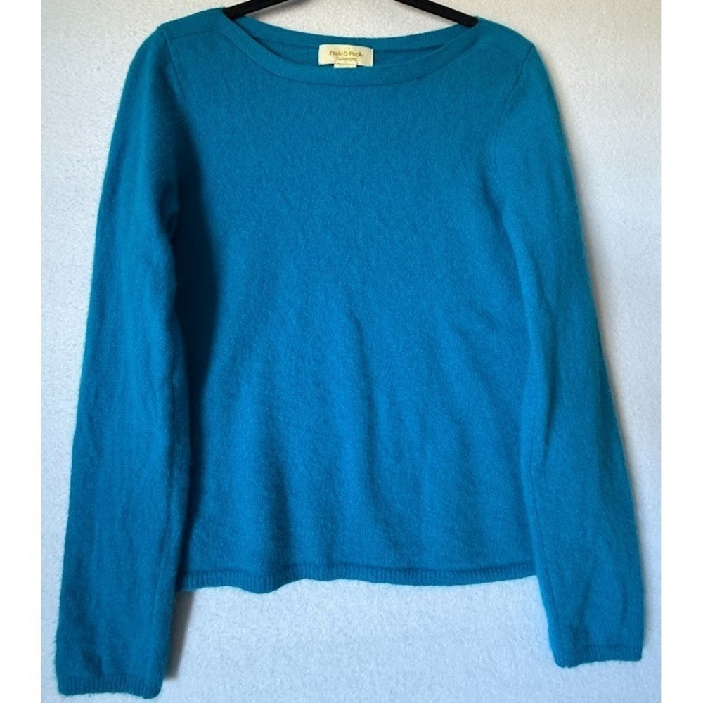Peck & Peck‎ 100% Cashmere Sweater Women XL Blue 2 Ply Soft Luxury Pullover